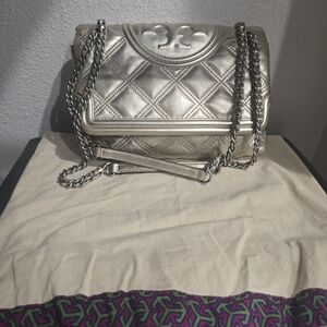Tory Burch Metallic Quilted Shoulder Bag Soft Fleming